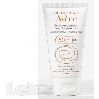 Avène Sun Mineral ochranný krém na obličej bez chemických filtrů a parfemace SPF50+ voděodolný 50 ml