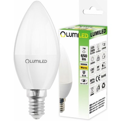 Lumiled LED žárovka LED E14 B35 7W = 60W 650lm 3000K Teplá bílá 180° – Zboží Živě