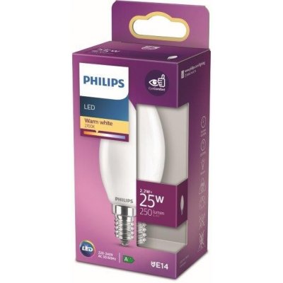 Philips 8718699763374 LED žárovka 1x2,2W E14 250lm 2700K teplá bílá, matná bílá, EyeComfort – Zboží Mobilmania