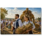Plakát – Lidé v krojích se snopy obilí Bez rámu Ne Bez rámu 30 × 20 cm – Hledejceny.cz
