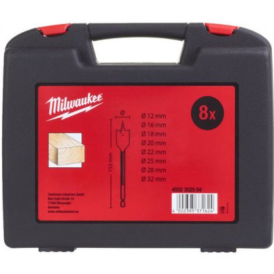 MILWAUKEE sada plochých frézovacích vrtáků do dřeva 1/4" HEX, 12-32 mm, 8 ks – Zboží Mobilmania