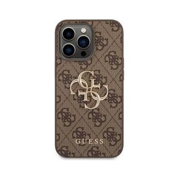 Pouzdro Guess PU 4G Metal Logo iPhone 14 Pro hnědé