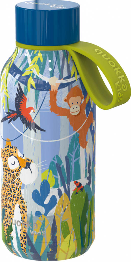 Quokka Solid Kids s popruhem Nerezová termoláhev 330 ml s popruhem Jungle