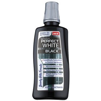 Beverly Hills Formula Perfect White Black bělicí ústní voda s aktivním uhlím pro svěží dech (Perfect Stain Removal, Scientifically Formulated to Combat Bad Breath) 500 ml