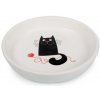 Miska pro kočky Tommi keramický talířek kočka s klubkem bílý, 15 x 2,5 cm