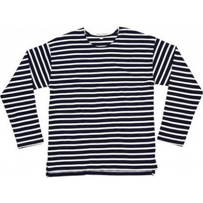 Mantis Měkké proužkované triko s dlouhým rukávem z organické bavlny modrá námořní bílá P136