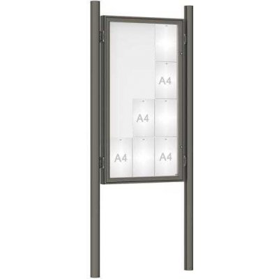 PROCITY Venkovní vitrína model 1000 12 x A4, šedá PRO, včetně sloupků | Zboží Auto