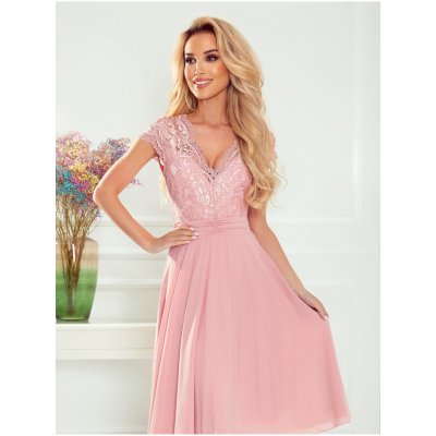 Alexis šifónové šaty s krajkovým výstřihem 381-1 růžové – Zboží Dáma Alexis šifónové šaty s krajkovým výstřihem 381-1 růžové – Zboží Dáma