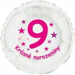 Balonky.cz Krásné 9. narozeniny fóliový balónek kruh pro holky