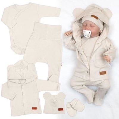 Baby Nellys Bavlněná souprava pro miminko do porodnice 5D, Made with love, ecru – Zboží Dáma