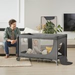 Kinderkraft Cestovní postýlka 2 v 1 Joy 2 tmavě šedá – Zboží Mobilmania