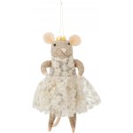 Bloomingville Plstěná vánoční ozdoba Myšky Peo Wool Myška v šatech, béžová barva, textil – Hledejceny.cz