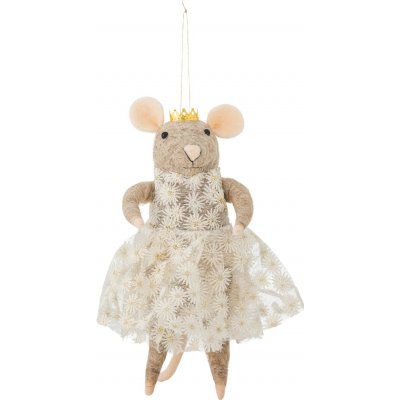 Bloomingville Plstěná vánoční ozdoba Myšky Peo Wool Myška v šatech, béžová barva, textil – Hledejceny.cz