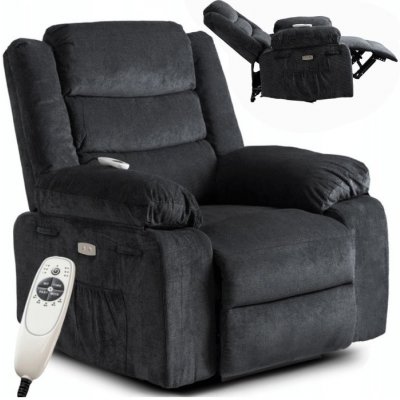 JAKS Masážní křeslo látka Jasper černé – Zboží Dáma