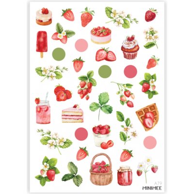 MINIMEE Papírové samolepky v aršíku A5 Jahody – Sleviste.cz