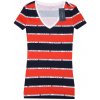 Dámská Trička Tommy Hilfiger dámské tričko s krátkým rukávem s pruhy v-neck