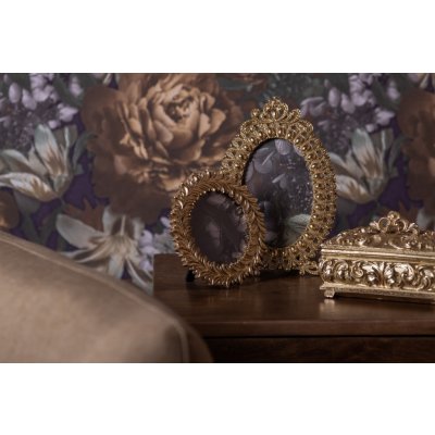 Zlatý oválný fotorámeček se zdobným okrajem - 15*1*23 cm / 10*15 cm - Clayre & Eef – Zboží Živě