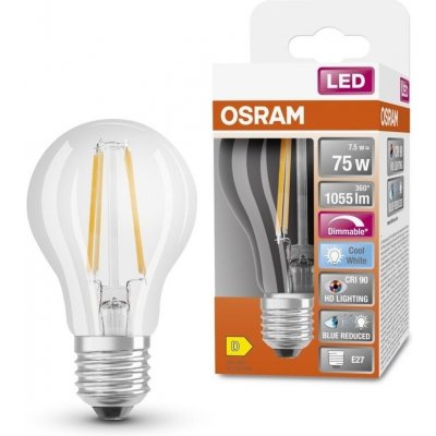 Osram 4058075602519 Stmívatelná LED průhledná žárovka E27 7,5 W SUPERSTAR, studená bílá – Hledejceny.cz