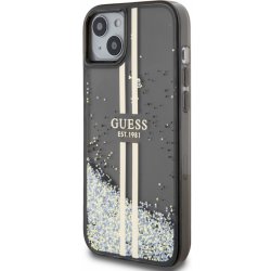 Guess PC/TPU Liquid Glitter Gold Stripe iPhone 15 Plus černé