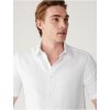 Pánská Košile Marks & Spencer pánská lněná košile s krátkým rukávem bílá