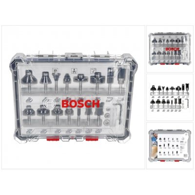Bosch sada stopkových fréz 15 ks, stopka 6 mm 2607017471 – Zboží Dáma