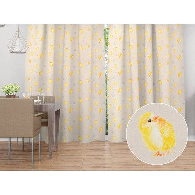 Biante Dekorační závěs TF-074 Kuřátka a kraslice na béžovém 140x170 cm – Hledejceny.cz