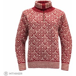 Devold Svalbard Sweater Zip Neck hindberry/offwhite