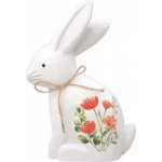 Dřevěný zajíc s květinovým vzorem na postavení 18 cm 3D – Zboží Dáma