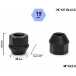Kolová matice M14x2,0 kužel otevřená, klíč 19, D17X2F-BLACK černá, výška 25mm