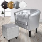 Miadomodo JG88571 s taburetem Chesterfield stříbrné – Zboží Mobilmania