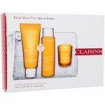 Clarins Spa At Home tělový balzám Tonic Moisturizing Balm 200 ml + sprchový gel Tonic Bath & Shower Concentrate 200 ml + svíčka Tonic Oil Scented + kosmetická taštička dárková sada – Zbozi.Blesk.cz