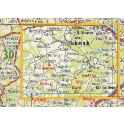 KČT 33 Křivoklátsko a Rakovnicko - nástěnná turistická mapa 90 x 60 cm Varianta: mapa v dřevěném rámu, Provedení: Ticiago černý – Hledejceny.cz