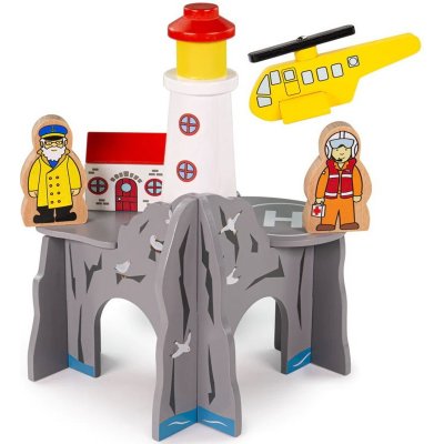 Bigjigs Vláčkodráha tunel S majákem a heliportem – Zboží Dáma
