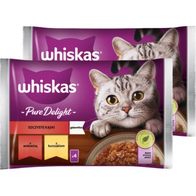 Whiskas Šťavnatá sousta v želé s kuřecím a hovězím masem 8 x 85 g – Hledejceny.cz