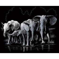Vyškrabovací obrázek Sloni