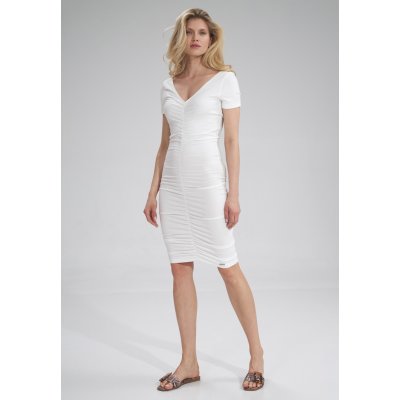 Vypasované midi šaty M786 white