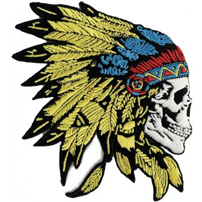 Nažehlovací nášivka Indiánská lebka 10 x 13,5 cm – Sleviste.cz