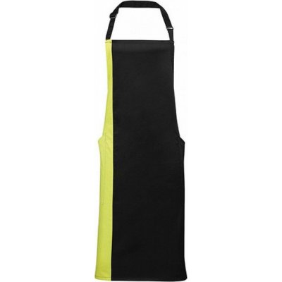Premier Workwear Klasická zástěra s laclem s kontrastně zbarveným bočním dílem černá zelená limetka 72x86cm PW162 – Hledejceny.cz