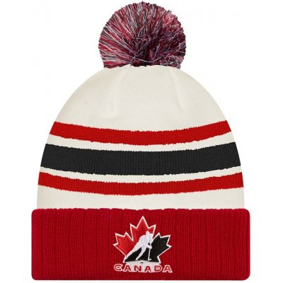 New Era Milano Canada Cortina 2026 Winter Olympics Striped Cuffed Knit Hat with Pom – Hledejceny.cz