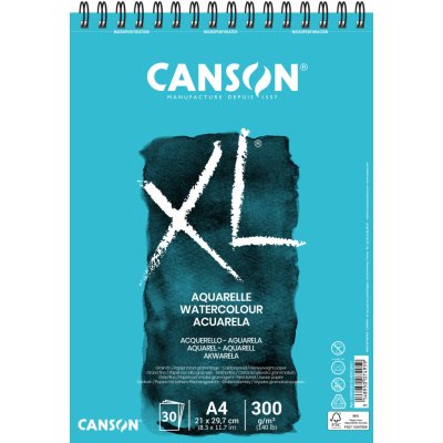 Canson XL Aquarelle Skicák v kroužkové vazbě A4 CP, 300g, 30 listů – Hledejceny.cz