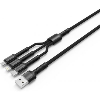 Colorway CW-CBU3003-GR Datový 3v1 Lightning+MicroUSB+USB-C/ 4A/ Nylon, 1,2m, šedý – Zbozi.Blesk.cz