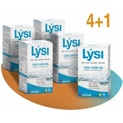Lýsi Olej z tresčích jater 80 kapslí po 500 mg 4+1 – Hledejceny.cz