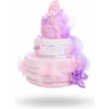 Plenkový dort Plenkovky Třípatrový plenkový dort pro dívky světle růžový