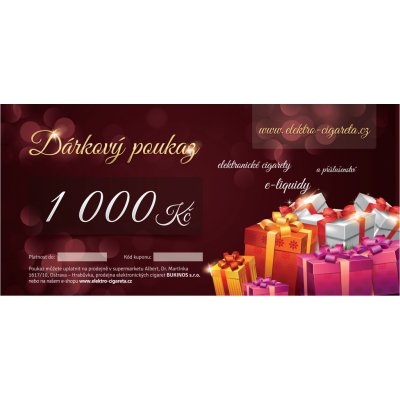 Dárkový poukaz Elektro-Cigareta.cz na nákup zboží v hodnotě 1000Kč – Hledejceny.cz