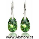 Swarovski Elements Pear krystal 16 mm stříbrné náušnice visací zelená slza, kapky 51056.3 Peridot – Zboží Mobilmania