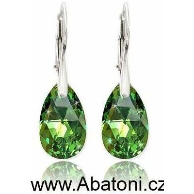 Swarovski Elements Pear krystal 16 mm stříbrné náušnice visací zelená slza, kapky 51056.3 Peridot – Zboží Mobilmania