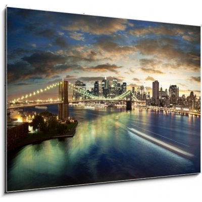 Skleněný obraz 1D - 100 x 70 cm - Amazing New York cityscape - taken after sunset Úžasný panoráma města New York – Hledejceny.cz