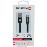 Swissten 71521301 USB 2.0 typ A na C, USB 2.0, zástrčka A - zástrčka C, opletený, 2m, černý – Zboží Živě