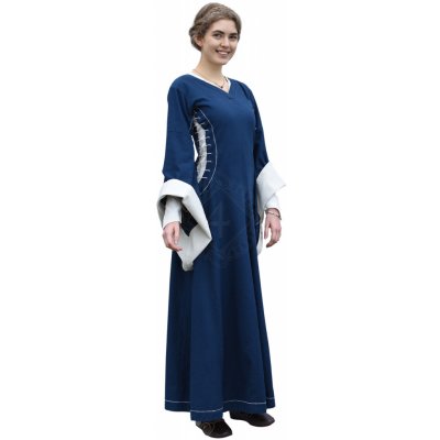 Outfit4Events Středověké s pekelnými okny Bliaut Amal modrá/přírodní – Hledejceny.cz
