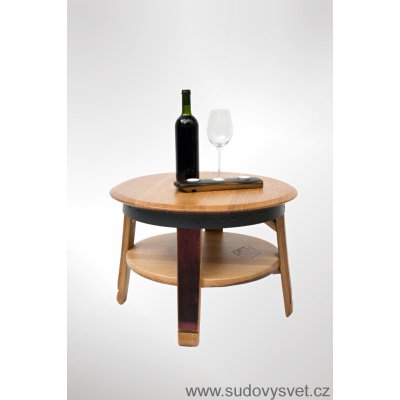 Nábytek ze sudu Odkládací stolek s poličkou ze sudu dub / nátěr olejem – Zboží Mobilmania